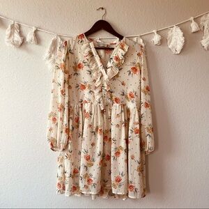 Dress Forum | Floral Ruffle V-Neck Dress
